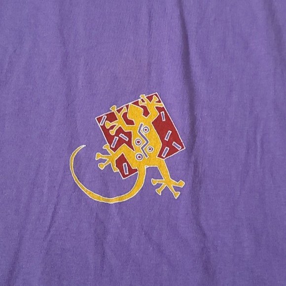 Vintage Lizard Graphic KK10 Purple Turtle Neck Faded T-Shirt One Size Fits All - Picture 2 of 12